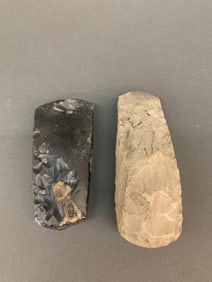 2 Neolithic Danish flint axe heads.
