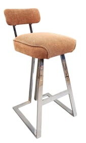 Modern chrome tubular bar stool.