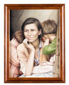 R. Jean Vallieres, copy of "Migrant Mother," O/C.