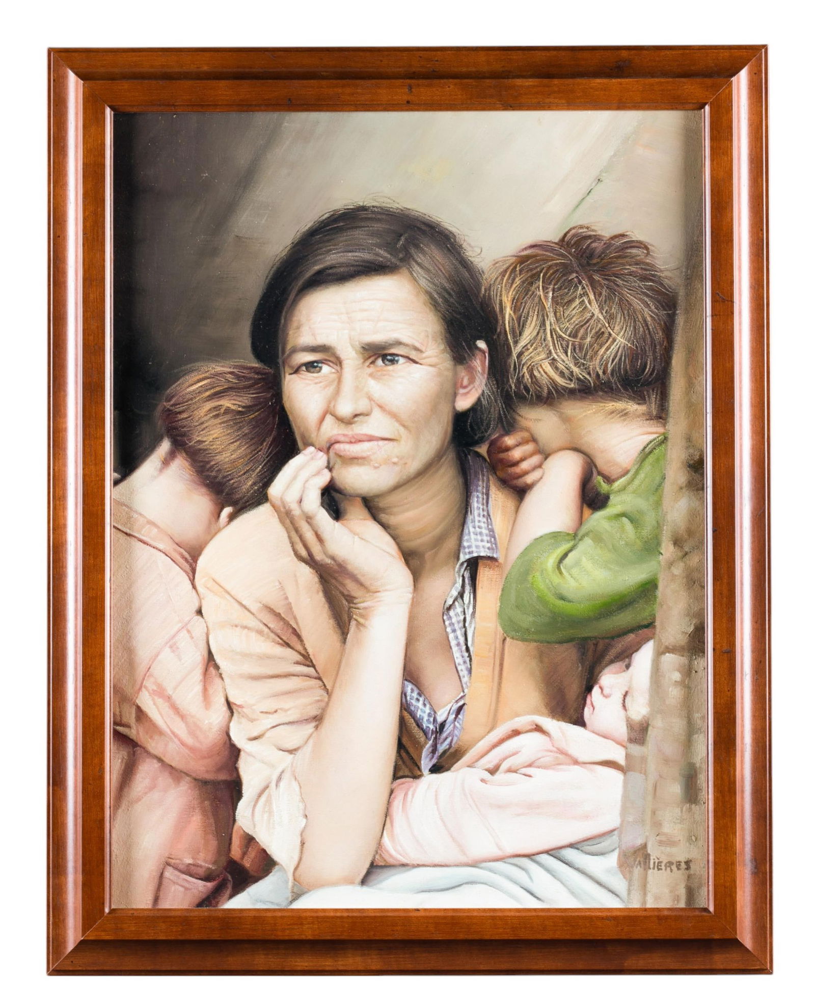 R. Jean Vallieres, copy of "Migrant Mother," O/C. (1 of 5)