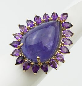 18KYG Tanzanite & Amethyst Ring.