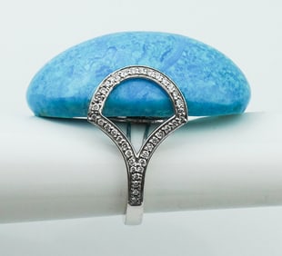Platinum Diamond & Turquoise Ring.