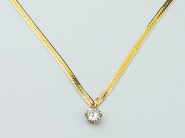 14KYG Diamond Solitaire Necklace.