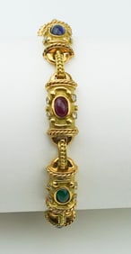 18KYG Ruby, Sapphire, Emerald, & Diamond Bracelet.