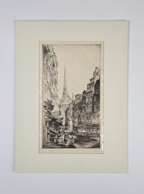 Taylor Arms, "La Rue Sauton, Paris," 1924, etching