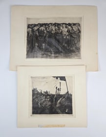 2 Kollwitz drypoint etchings.