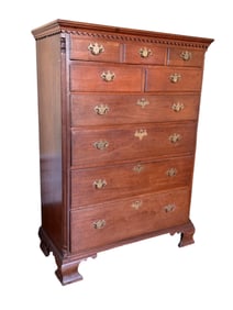 American Chippendale walnut tall chest.