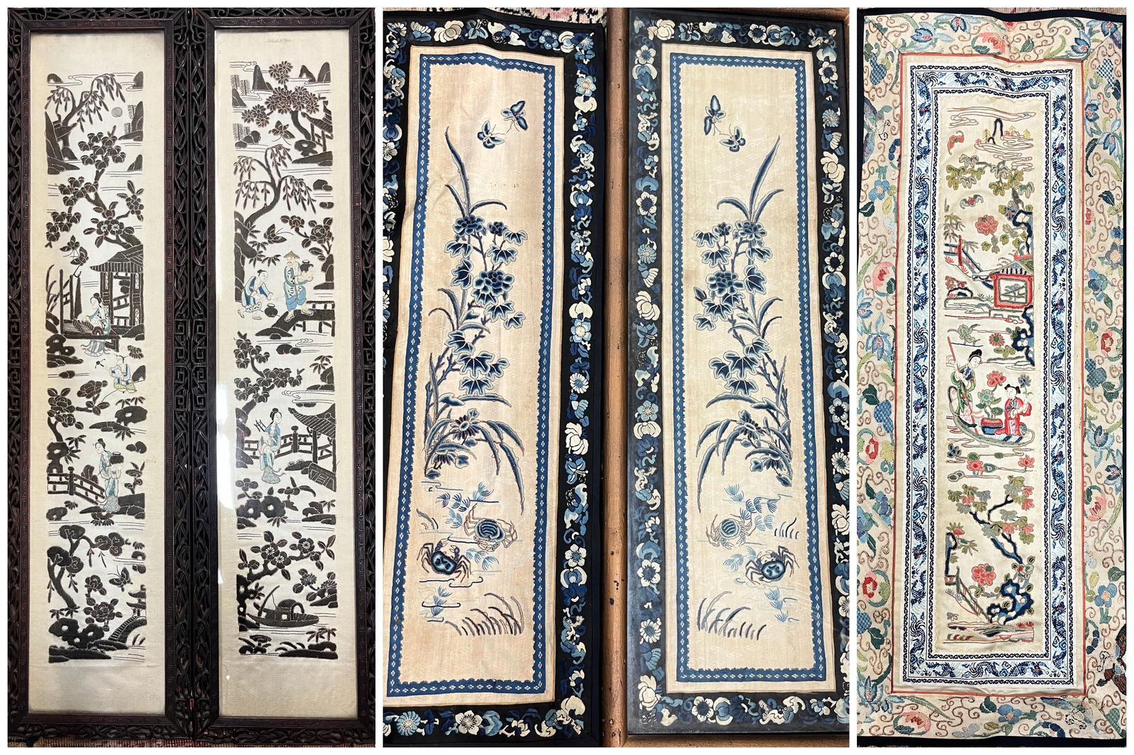 5 Chinese embroidery panels. (1 of 13)