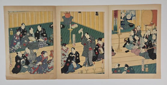 Kunisada, "Moritaza Theater..." 1864, Woodblock.