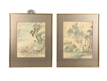 2 Chinese paintings on silk.