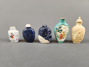 5 Snuff bottles.