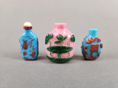3 Hardstone snuff bottles.