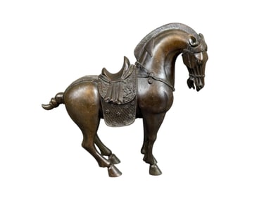 Chinese Tang Dynasty style bronze horse.