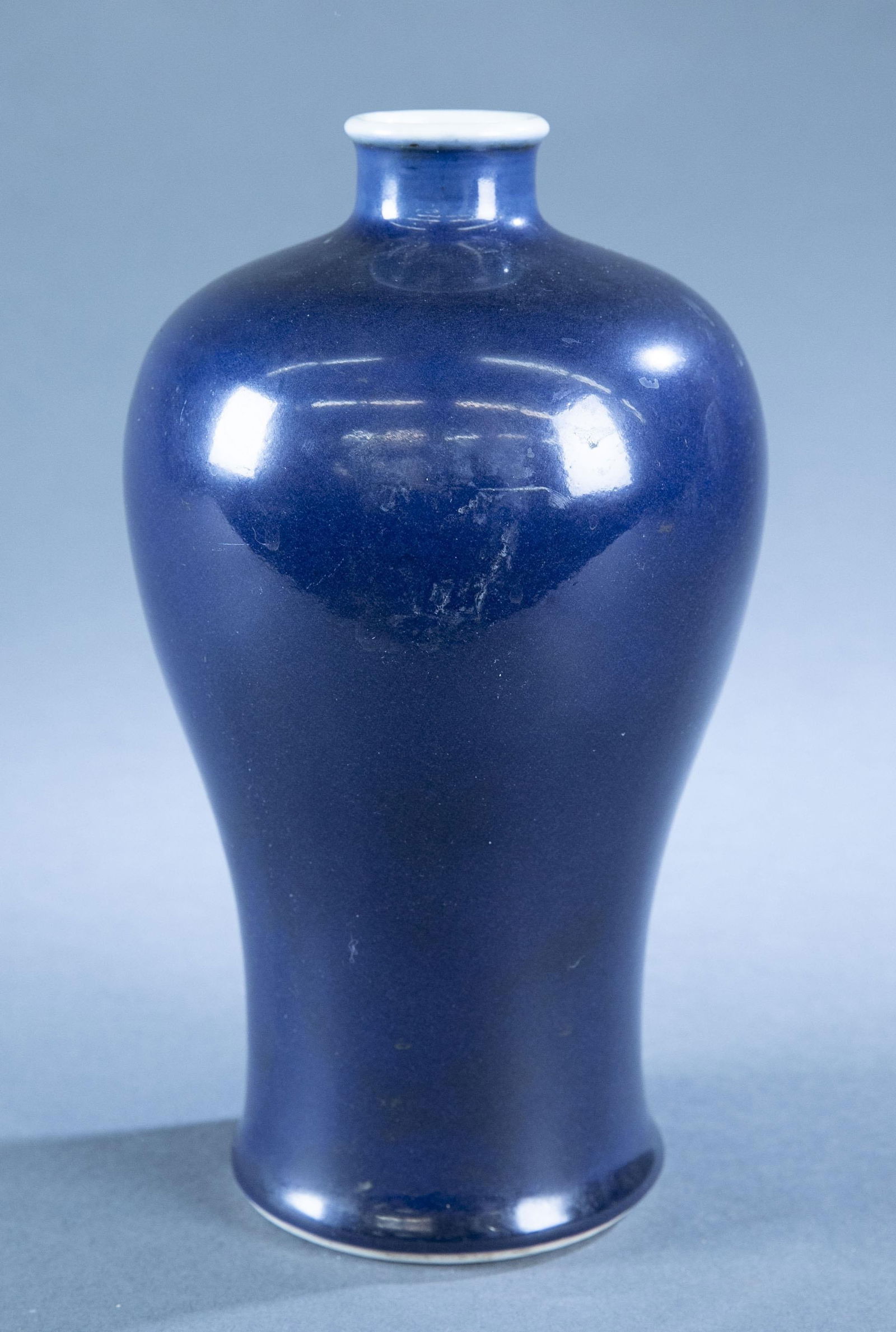 Chinese blue monochrome meiping vase. (1 of 3)