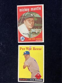 1959 Topps Mickey Mantle. 1958 Pee Wee Reese