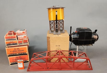Postwar Lionel accessories, transformer, and track