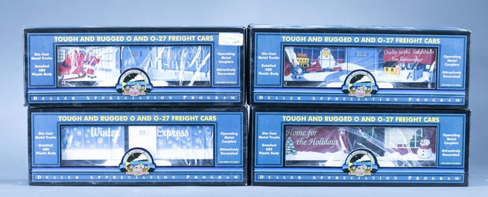 4 MTH D.A.P. O Gauge Christmas boxcars in box