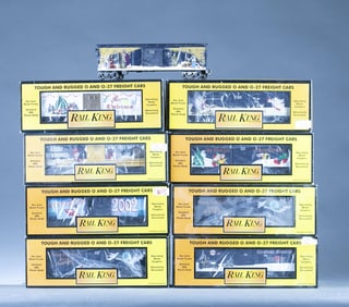9 MTH Rail King Holiday & New Years boxcars