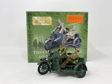 W. Britain Clyno Motorcycle and Machine Gunner.