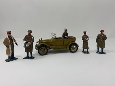 WWI General Staff with touring car toy soldiers