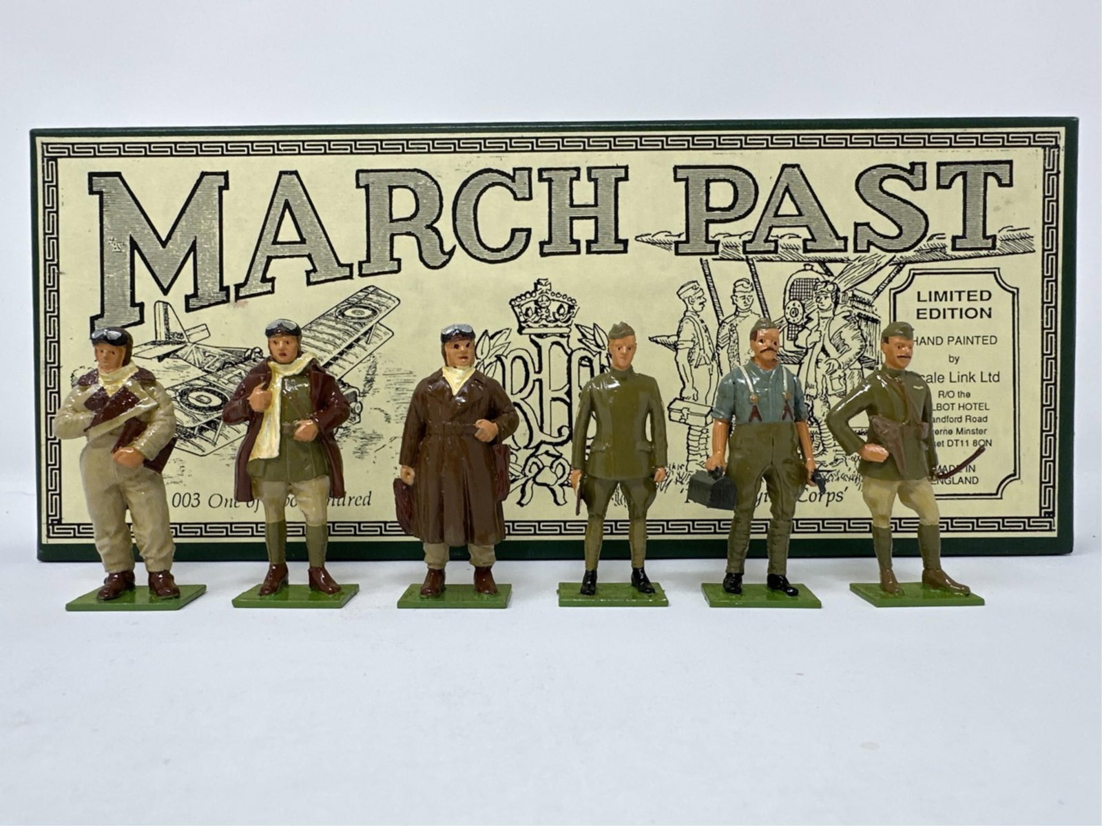 Scale Link Ltd. March Past toy soldiers: A Scale Link Ltd limited edition set of six March Past toy soldiers. Series 003 'Royal Flying Corps' Flying and Ground Crew soldiers.