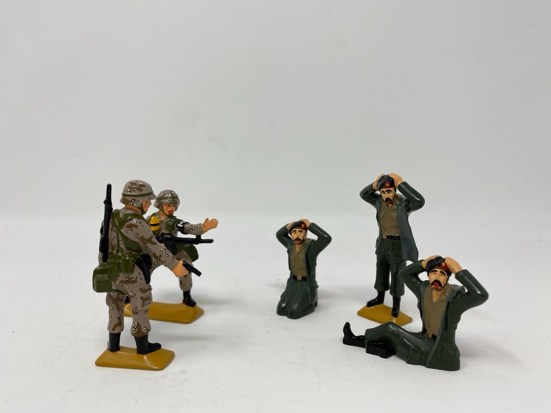 5 Toy soldiers: A group of five toy soldiers. DS-7 frisking US Marines MPs in Operation Desert Storm.