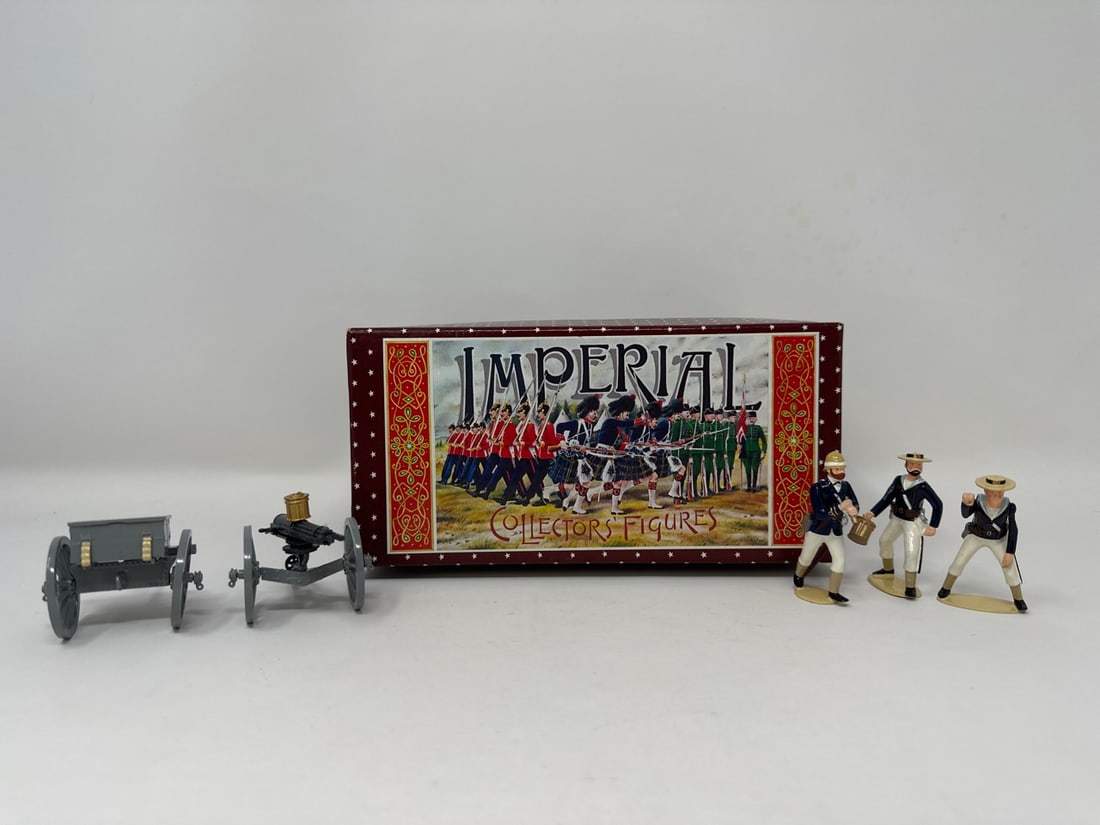 Imperial, Navy Gatling gun and crew: An Imperial Collectors' Figures set of toy soldiers. Set 59 Navy Gatling Gun and crew, 1882. Set appears to be missing one. Figurines have moving arms.