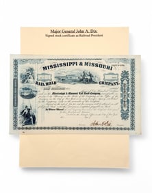 John Dix Stock Certificate Signed as RR President