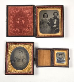 3 Daguerreotypes In Cases.