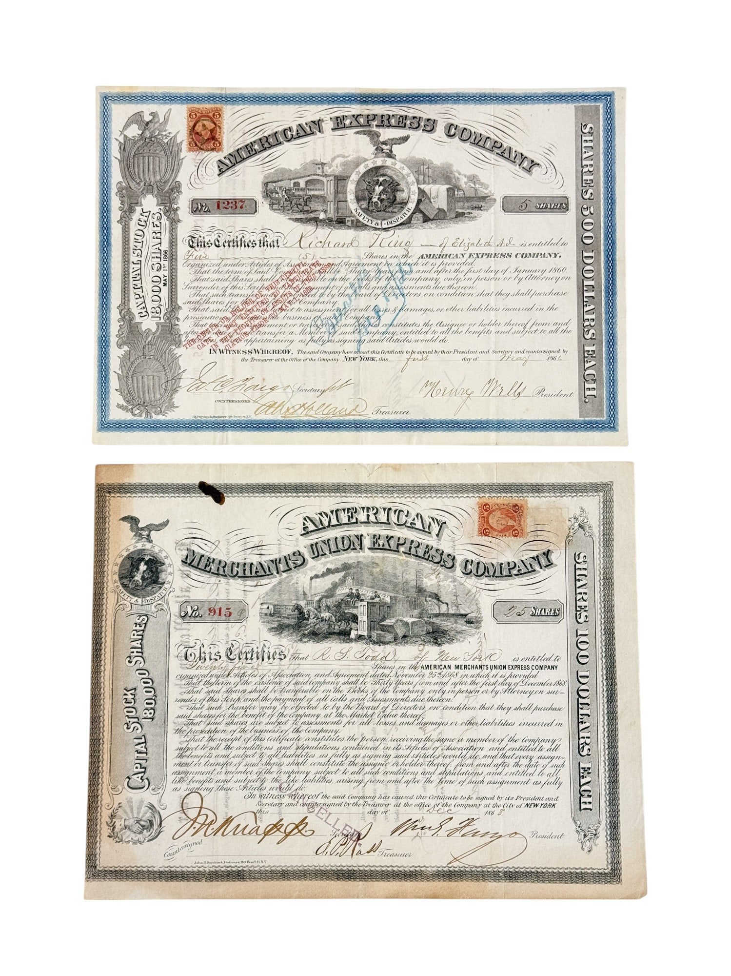 American Express Company Signed Stocks (1 of 5)