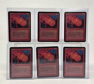 6 MTG: Alpha "Fireball" cards