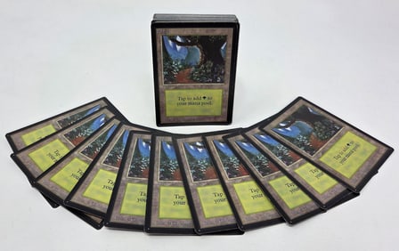 42 MTG: Beta Forest (A) Basic Land cards.