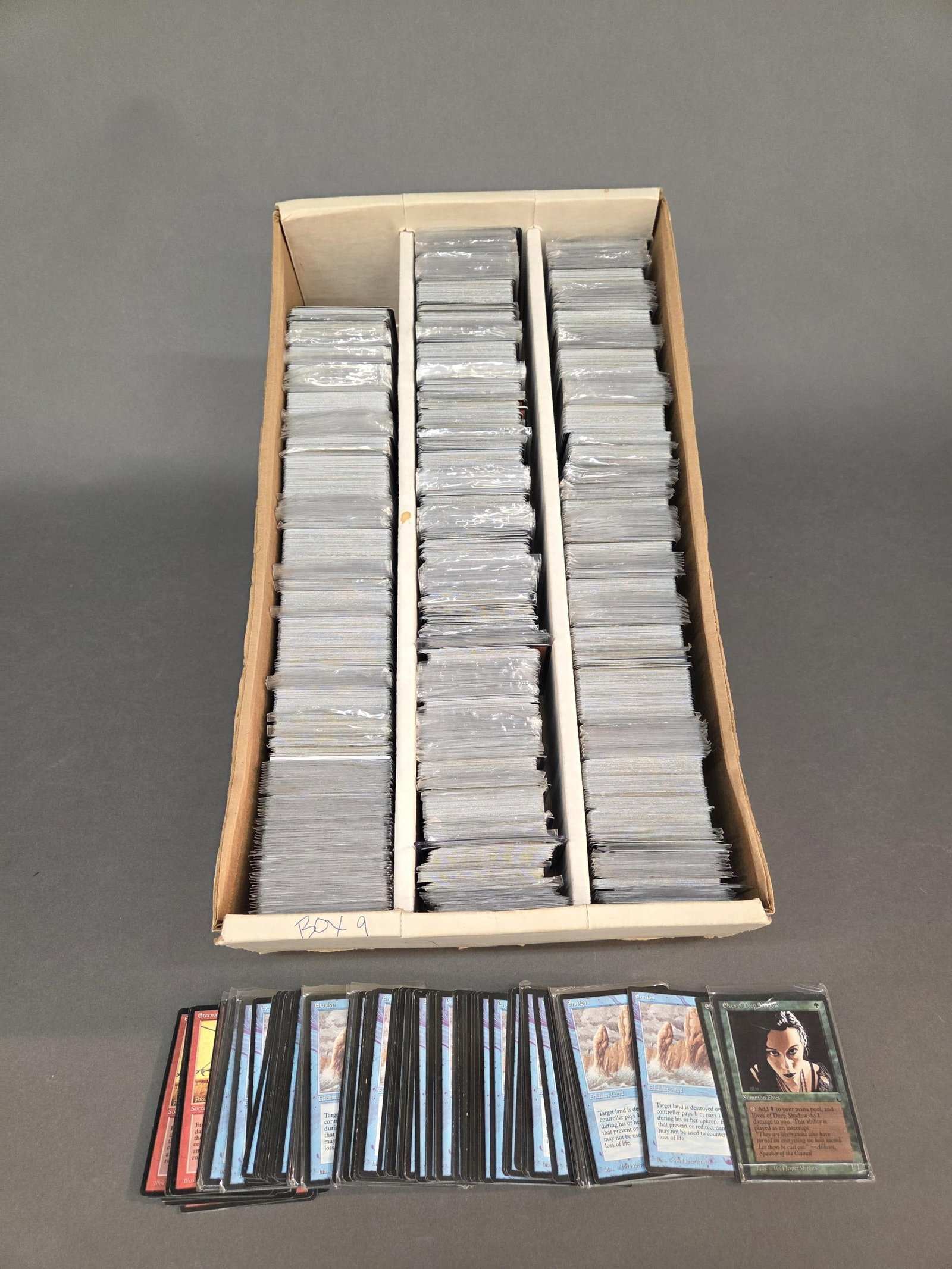 3000 MTG: The Dark cards: A group of Magic: The Gathering The Dark Expansion Set cards. Approximately 3000 cards. Including 3 Blood Moon, 5 City of Shadows, 20 Fellwar Stone, 7 Elves of Deep Shadow, 5 Maze of Ith, 9 Preacher,