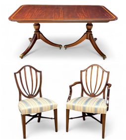 Baker Hepplewhite dining table and chairs