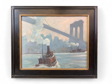 Bela de Tirefort, Brooklyn Bridge, 1950, O/B.