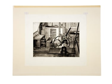 Landeck, "Studio Interior No. 1," 1935, Drypoint.