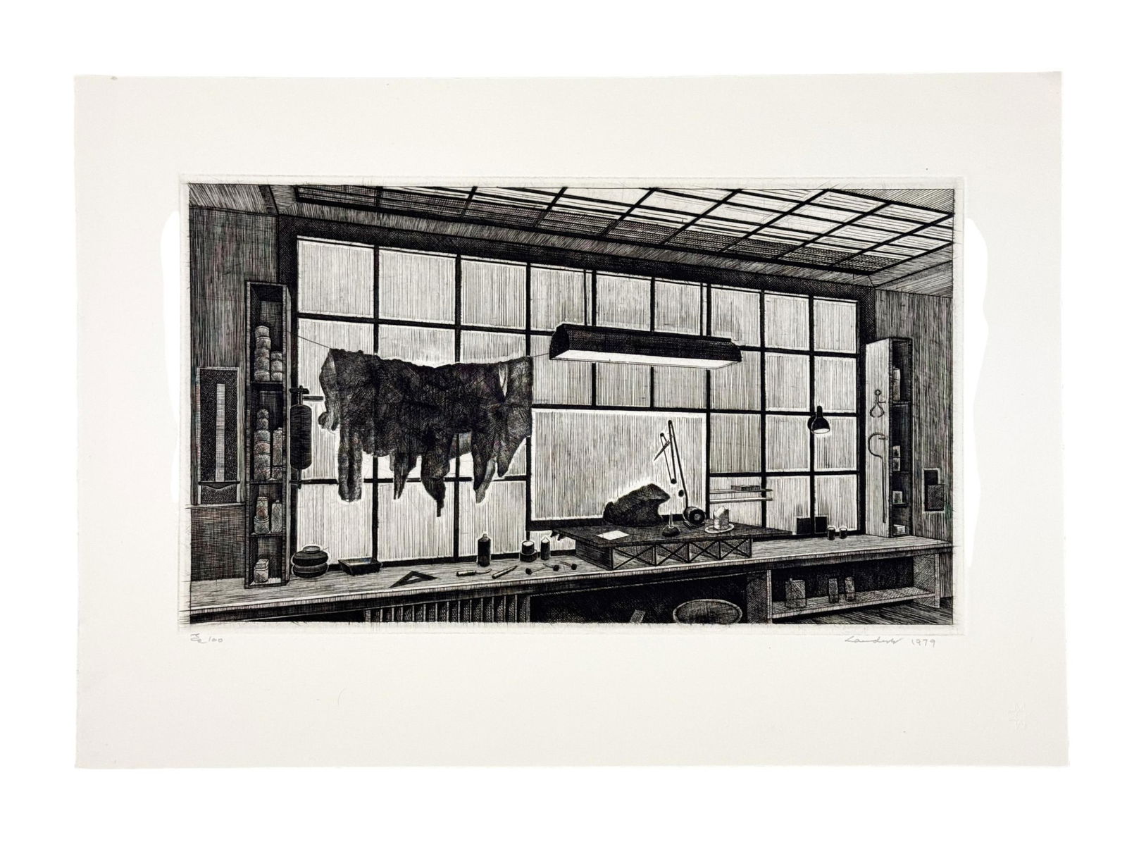 Landeck, "Engraver's Workbench," 1979, Engraving. (1 of 5)
