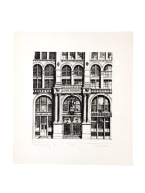 Haas, "Puck Building," 1971, Etching.