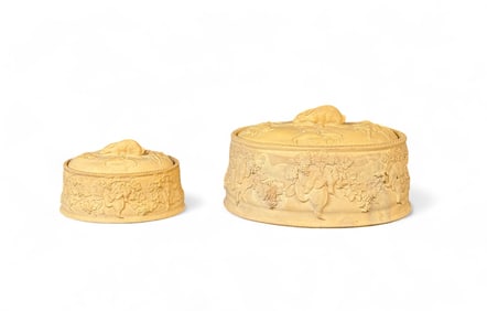 2 Wedgwood canewane game pie tureens.