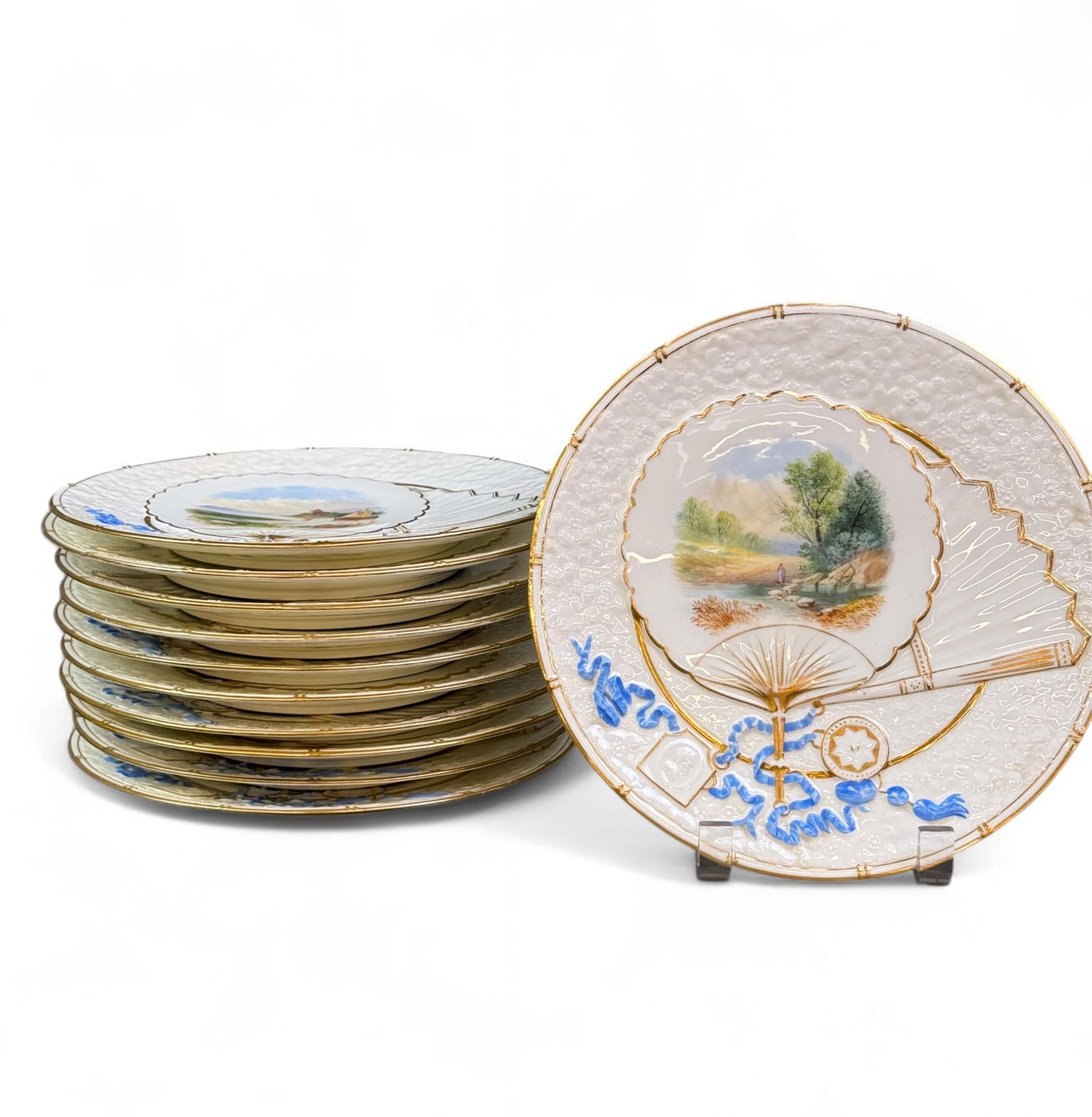 10 Victorian English chinoiserie porcelain plates. (1 of 3)