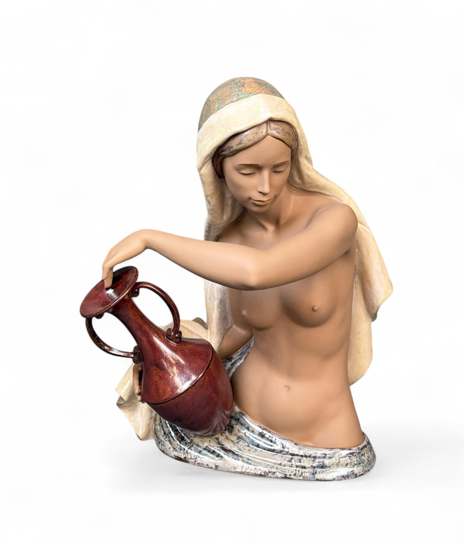 Lladro, "Serenity," figurine.: A Lladro porcelain figurine. "Serenity." Model number 2395. Nude woman with a vase. Marked on bottom. 19" x 13 3/4".
