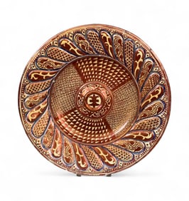 Hispano-Moreque copper lustre pottery charger.
