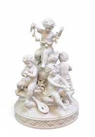 French bisque porcelain figural group, Leblond