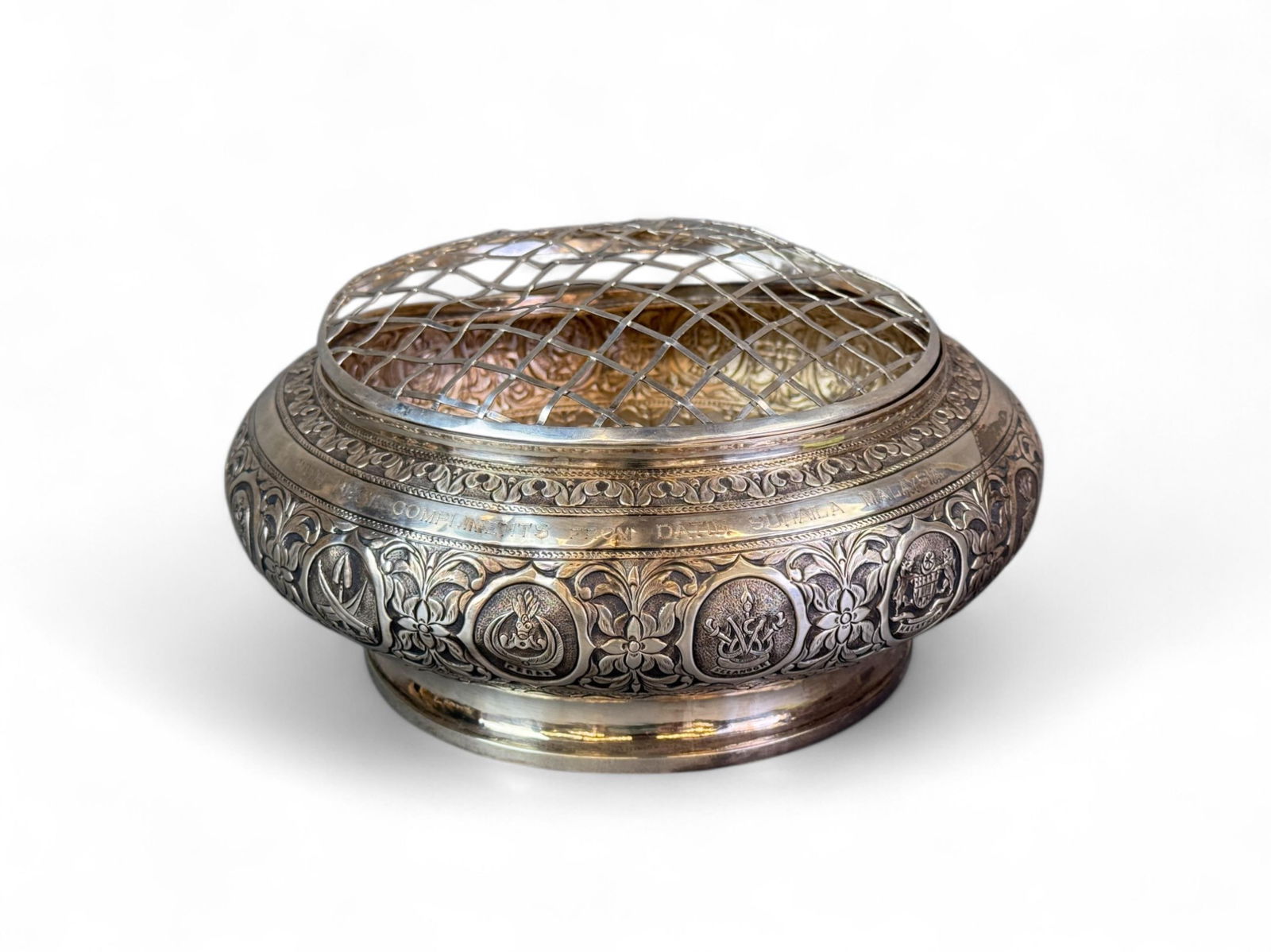 Kelantan, Malaysia silver rose bowl. (1 of 7)