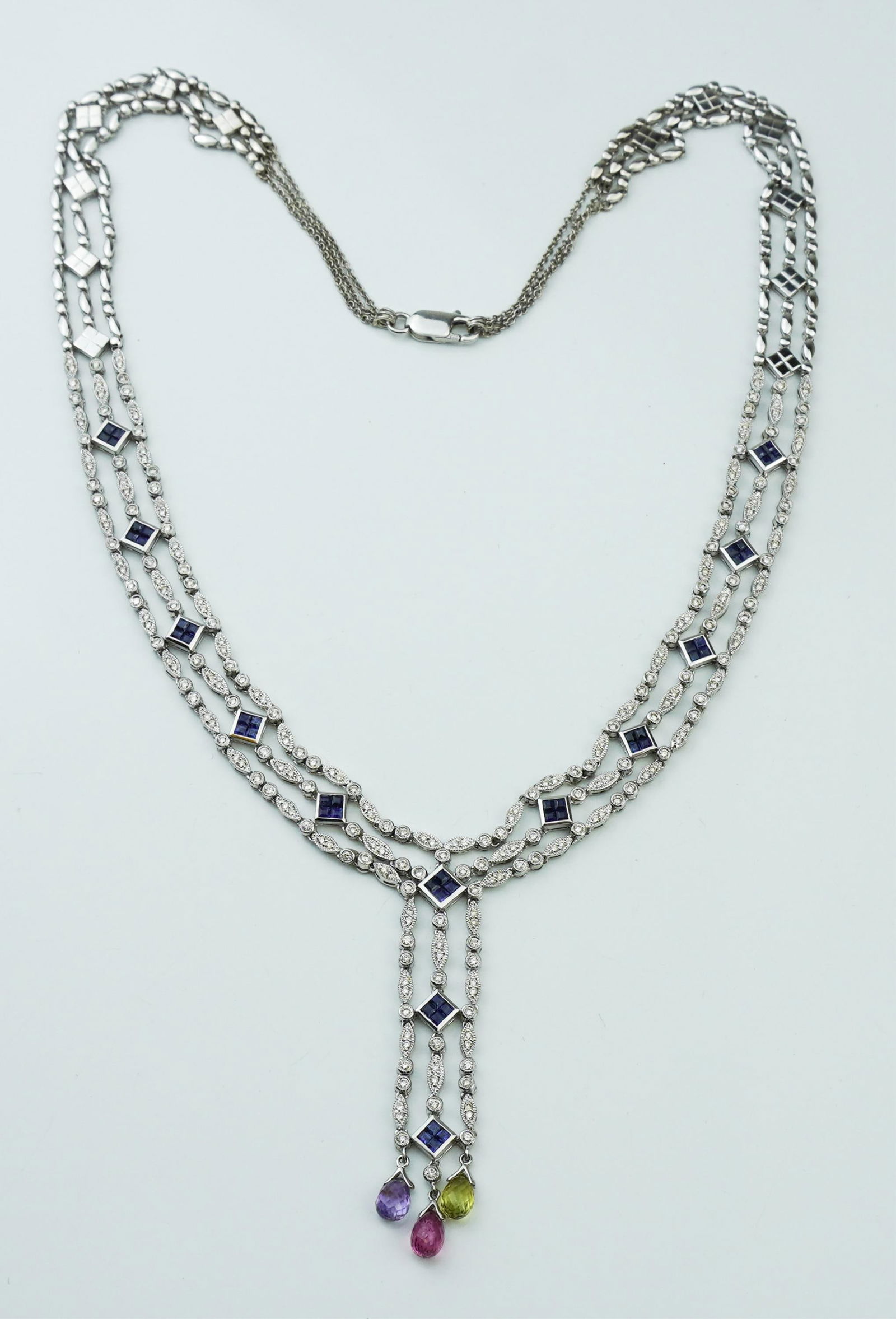 14KWG Three strand gemstone necklace. (1 of 3)