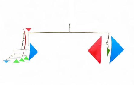 Geometric painted metal mobile
