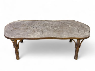 Philip Laverne etched bronze coffee table.
