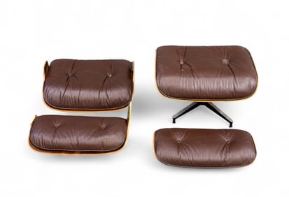 Eames rosewood chair and ottoman, 1970-1984.