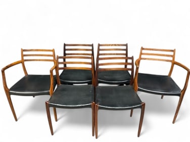 6 Danish Modern Niels Moller M62 rosewood chairs.