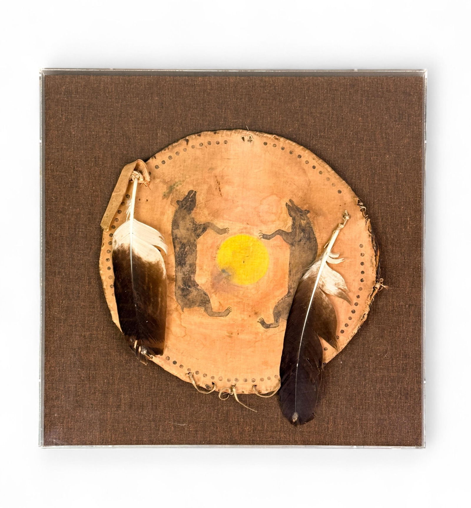 Native American muslin shield, c. 1890s. (1 of 3)